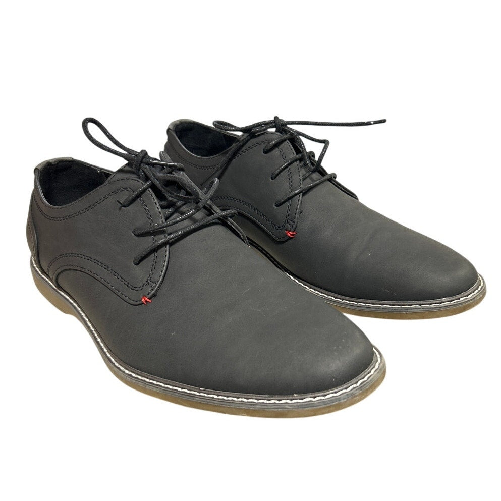 Jousen Mens 9.5 Black Faux Leather Lace Up Oxford Business Casual Dress Shoes