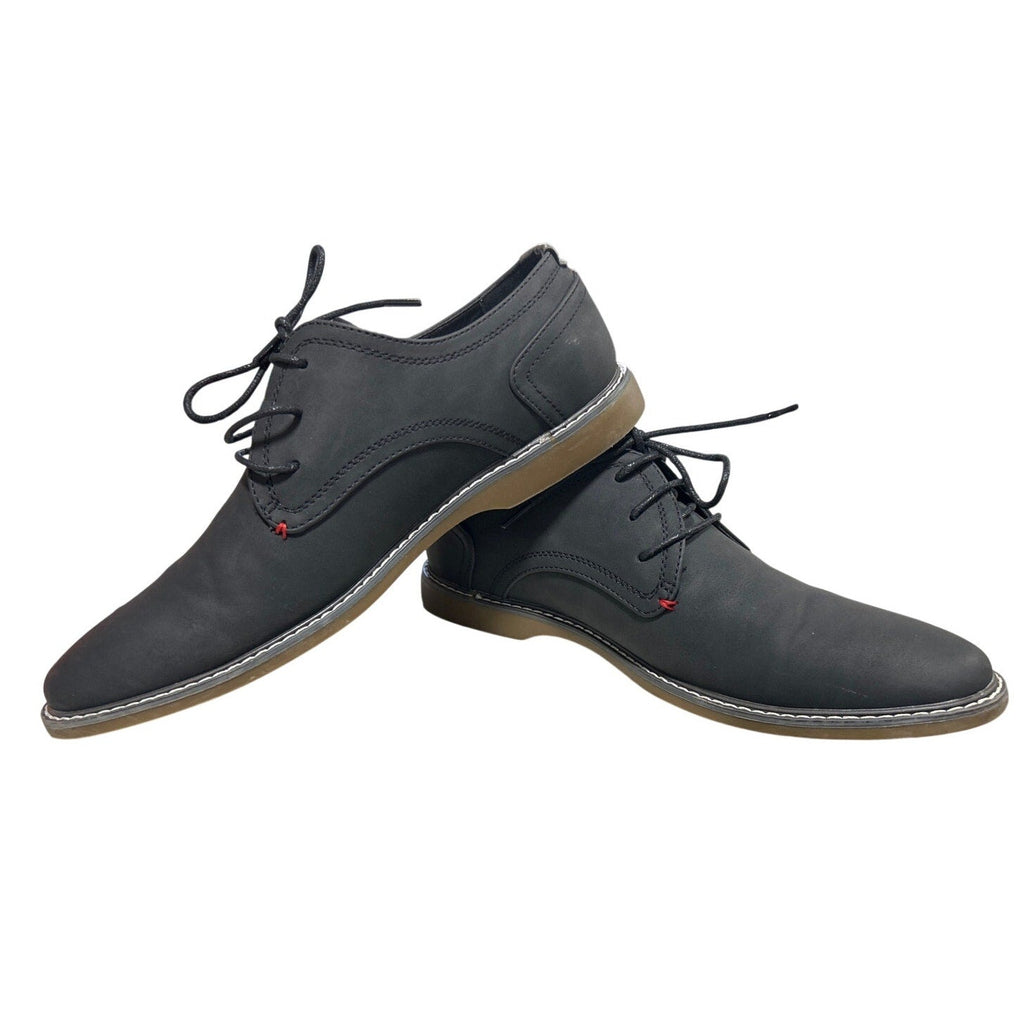 Jousen Mens 9.5 Black Faux Leather Lace Up Oxford Business Casual Dress Shoes