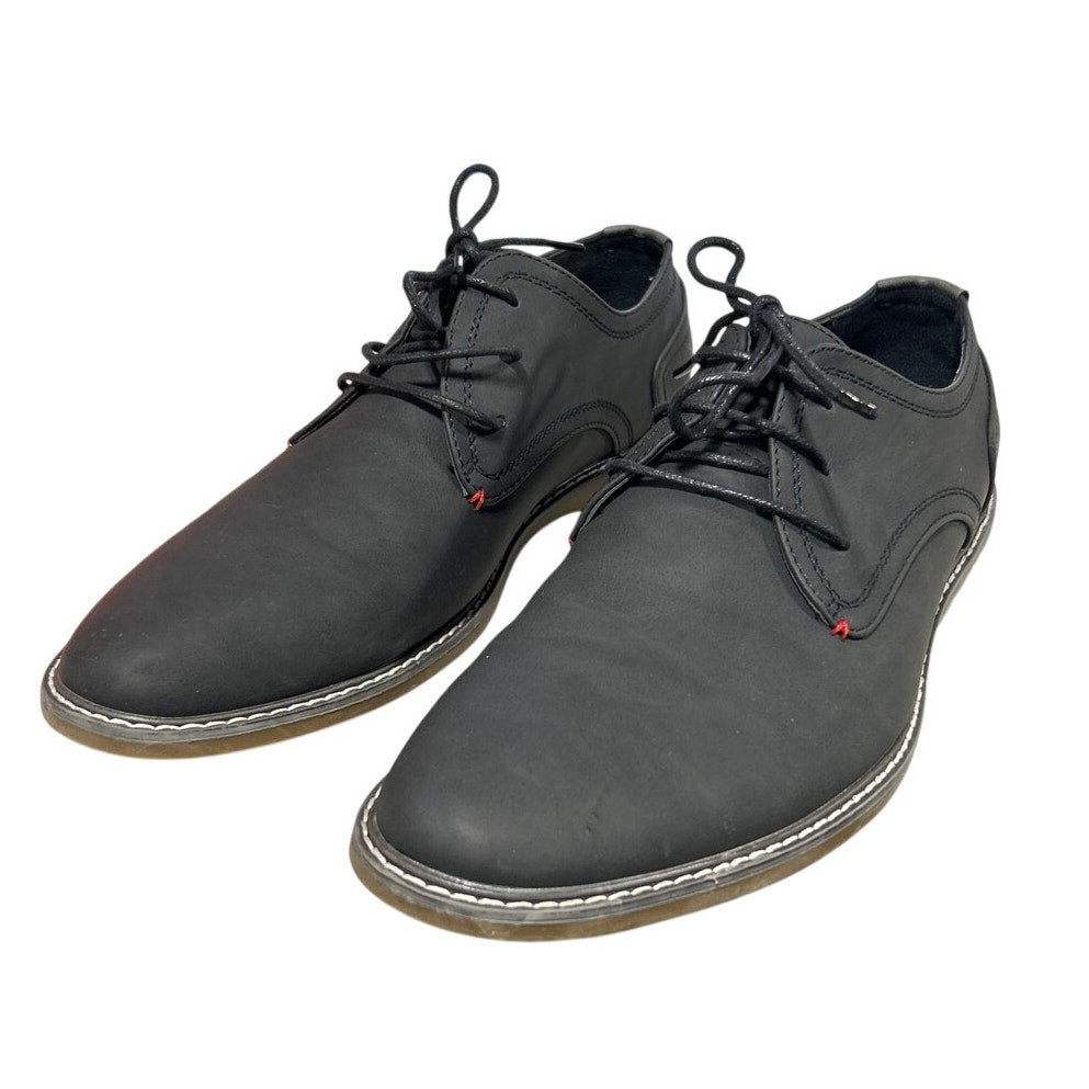 Jousen Mens 9.5 Black Faux Leather Lace Up Oxford Business Casual Dress Shoes