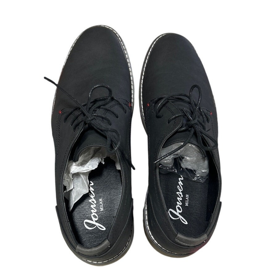 Jousen Mens 9.5 Black Faux Leather Lace Up Oxford Business Casual Dress Shoes